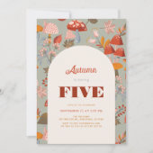 秋/秋のキノコ&ワイルドフラワーセージ誕生日 招待状 (正面)