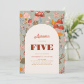 秋/秋のキノコ&ワイルドフラワーセージ誕生日 招待状 (スタンド正面)