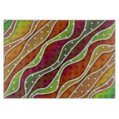 秋-秋のストライプなガラスまな板 カッティングボード (正面)