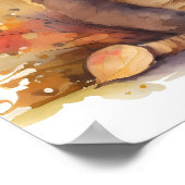 秋/秋のビーズウォーターカラーキッテン – 子供 ポスター (角)