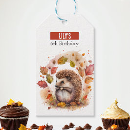 秋/秋のビーブヘッジホッグ – バースデーパーティー –  ギフトタグ