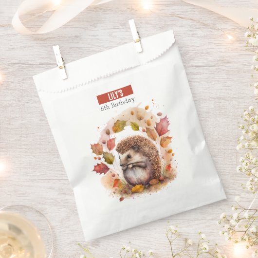 秋/秋のビーブヘッジホッグ – バースデーパーティー –  フェイバーバッグ (クリップ留めされた状態)