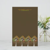 秋/秋の木が茶色のノートカード文房具に 便箋 (スタンド正面)