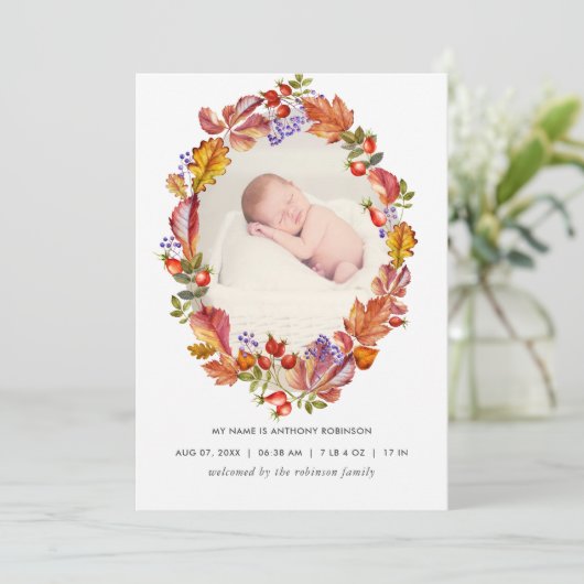 秋 – 秋の水彩葉の誕生のお知らせ 案内状 (スタンド正面)