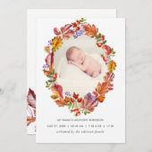 秋 – 秋の水彩葉の誕生のお知らせ 案内状 (正面/裏面)