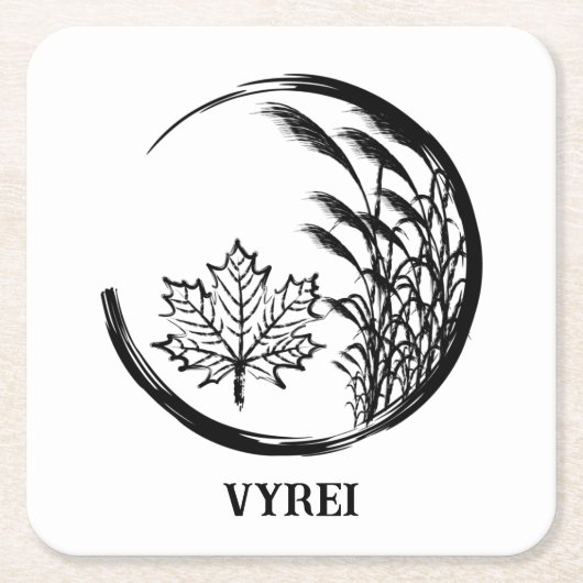 秋/秋の紋章 スクエアペーパーコースター (正面)