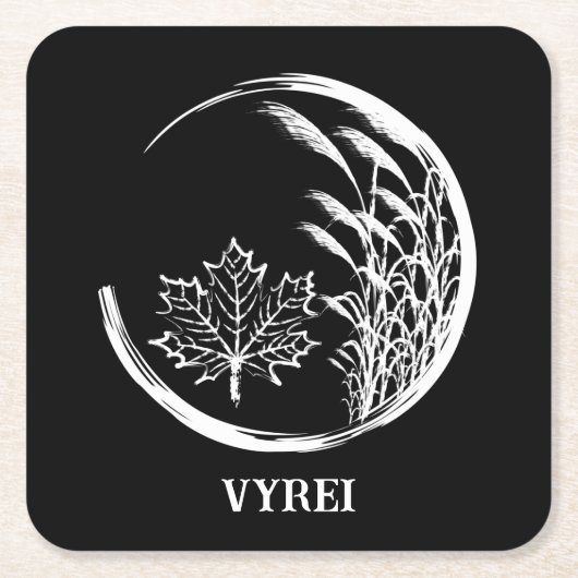 秋/秋の紋章 スクエアペーパーコースター (正面)