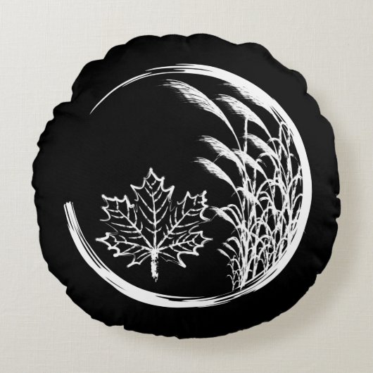 秋/秋の紋章 ラウンドクッション (正面)