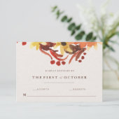 秋/秋の花ウェディングRSVP 出欠カード (スタンド正面)