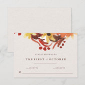 秋/秋の花ウェディングRSVP 出欠カード (正面/裏面)