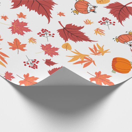 秋/秋をテーマにした花かぼちゃ模様 ラッピングペーパー (角)