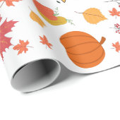 秋/秋をテーマにした花かぼちゃ模様 ラッピングペーパー (ロールコーナー)