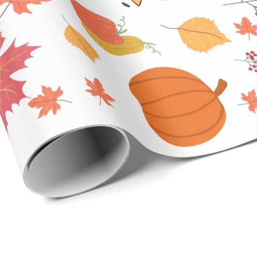 秋/秋をテーマにした花かぼちゃ模様 ラッピングペーパー (ロールコーナー)