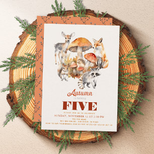 秋/秋キノコ樹林動物誕生日 招待状
