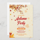 秋/秋パーティーフライヤーテンプレート 招待状 (正面/裏面)