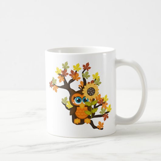 秋、秋フクロウ（ひまわり） コーヒーマグカップ (右)