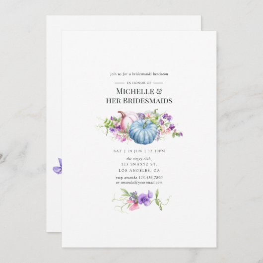 秋 – 秋フローラブリデスメイドランチョン 招待状 (正面/裏面)