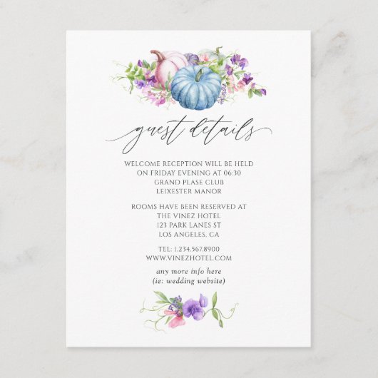 秋 – 秋フローラ結婚ズゲスト詳細 エンクロージャーカード (正面)