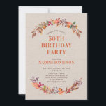秋/秋フローラ50th Birthday Party Invitation 招待状<br><div class="desc">この秋のフローラ誕生日の招待デザインは、秋の配色と美しいリースを備えている。私のショップBaraBomDesignで利用可能なもっと一致するアイテム。</div>