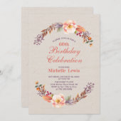 秋/秋フローラ60th Birthday Partyへの招待 招待状 (正面/裏面)