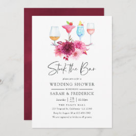 秋 – 秋ブルゴーニュ&ピンクフローラストックバー 招待状