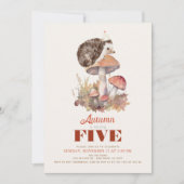 秋/秋マッシュルームヘッジホッグ子供の誕生日 招待状 (正面)