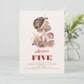 秋/秋マッシュルームヘッジホッグ子供の誕生日 招待状 (スタンド正面)