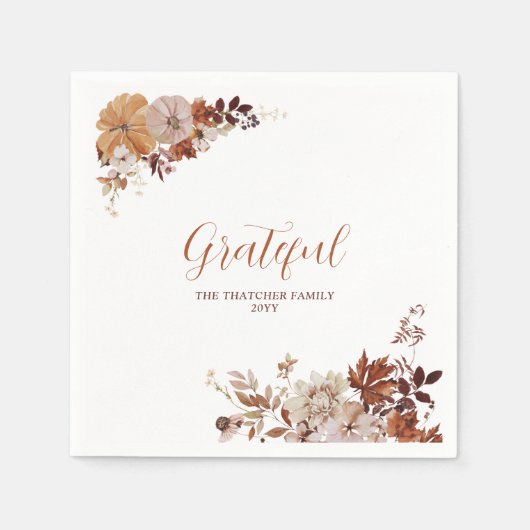 秋/秋与えフレンズ感謝していズ与え・ディナー スタンダードカクテルナプキン (正面)