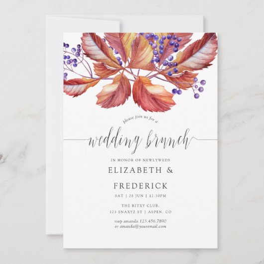 秋 – 秋水の色結婚のブランチ招待 招待状 (正面)