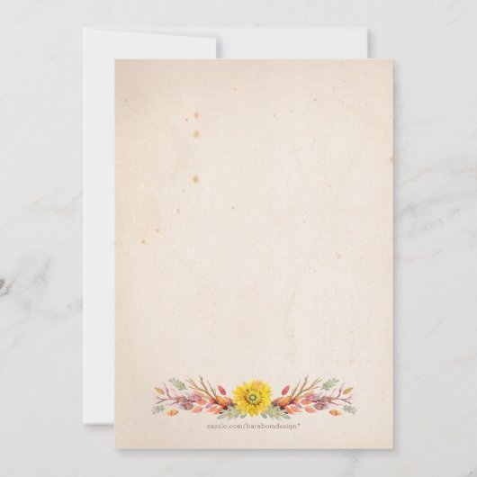 秋/秋素朴フローラベビーシャワー招待状 招待状 (裏面)