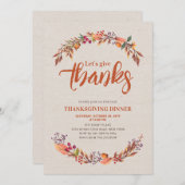 秋/秋素朴感謝していの与え夕食の招待 招待状 (正面/裏面)