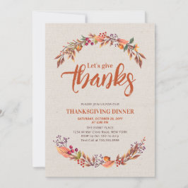 秋/秋素朴感謝していの与え夕食の招待 招待状