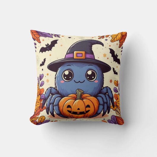 秋/秋/スパイダー/魔女/ハロウィーン クッション (正面)