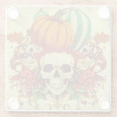 秋/秋/ハロウィーン/カボチャ/スケルトン ガラスコースター (裏面)