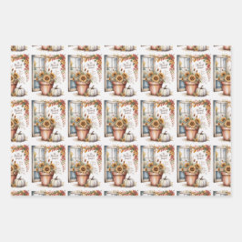 秋，秋，ハロウィーン，感謝祭，カントリーファル ラッピングペーパーシート