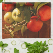 秋，秋，リンゴデザインタオル キッチンタオル (折り畳み)