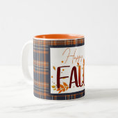 秋/秋/葉/格子板 ツートーンマグカップ (正面左)