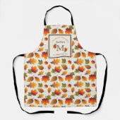 秋/紅葉ファミリーモノグラム感謝祭 エプロン (正面)