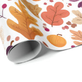 秋-紅葉&どんぐりのパターン ラッピングペーパー (ロールコーナー)