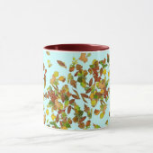 秋/紅葉,ティール（緑がかった色）青 マグカップ (中央)