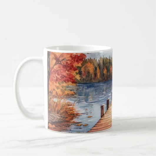 秋 紅葉 自然 湖 木々 風景 コーヒーマグカップ (左)