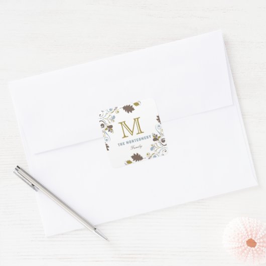 秋/素朴紅葉感謝祭 スクエアシール (封筒)