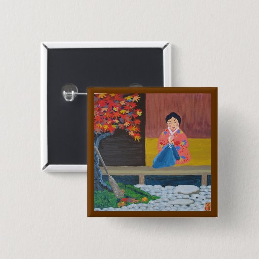 秋 缶バッジ (正面&裏面)