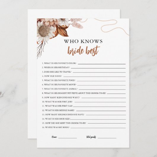 秋 | 花嫁のゲームカー最高のドを知る人 招待状 (正面/裏面)