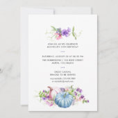 秋 - 落ち葉の花の誕生日パーティー 招待状 (正面)