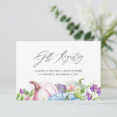 秋 - 落ち葉の花をモチーフにした結婚祝いギフト登録カード エンクロージャーカード (スタンド正面)