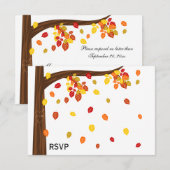秋 落ち葉の返信カード / レスポンス (正面/裏面)