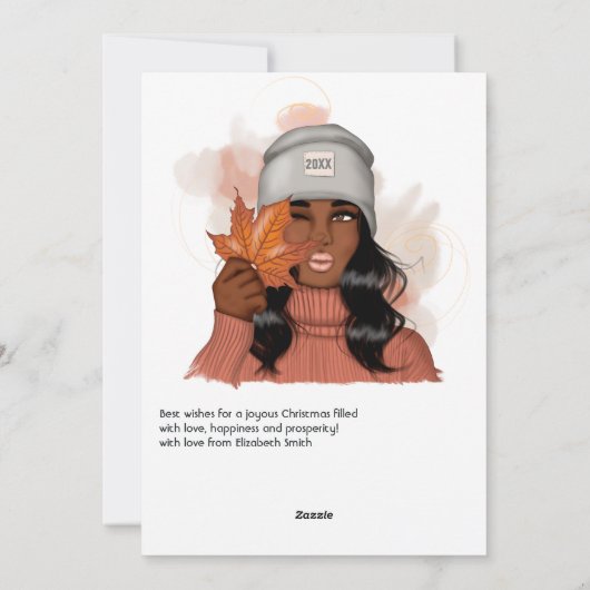 秋 - 落葉 感謝祭の挨 シーズンカード (裏面)