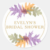 秋 落葉 10月 エレガント ゴールド テキスト ラウンドシール (正面)