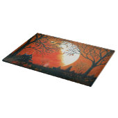 秋、葉、月、納屋、家、フクロウ カッティングボード (角)